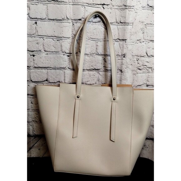 ULTA Large Tote Purse Faux Leather White Cream 18.5”x13.5”x 5” - Picture 1 of 9